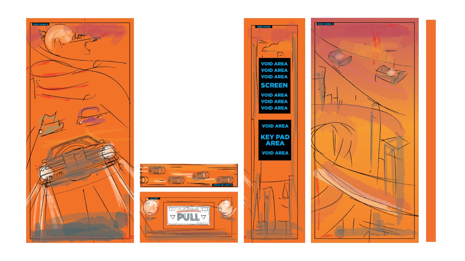 Draft concept for the Vending Blue machine wrap